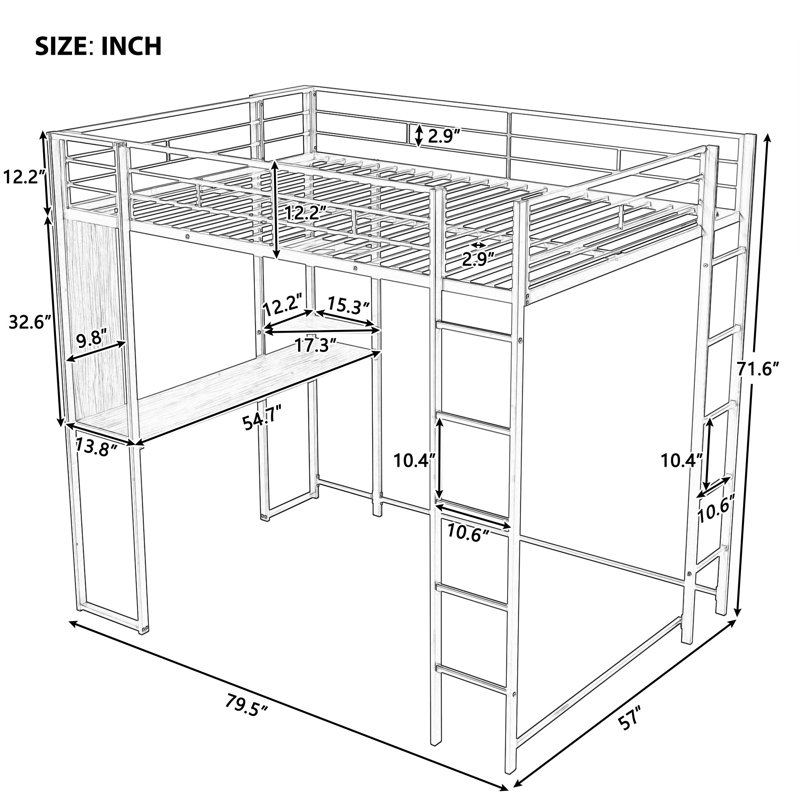 Bottesford loft bed with desk discount